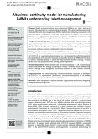 A business continuity model for manufacturing SMMEs underscoring talent management