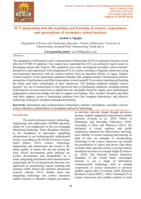 ICT integration into the teaching and learning of science: Experiences and perceptions of secondary school teachers