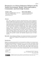  Perspectives on African indigenous religion and the natural environment: Beings, interconnectedness, communities and knowledge systems