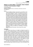Influence of social media on secondary school students' learning of sexual education in Nigeria