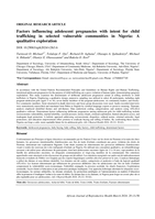 Factors influencing adolescent pregnancies with intent for child trafficking in selected vulnerable communities in Nigeria: A qualitative exploration