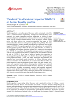 “Pandemic” in a pandemic: Impact of COVID-19 on gender equality in Africa
