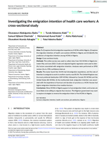 Investigating the emigration intention of health care workers: A cross-sectional study