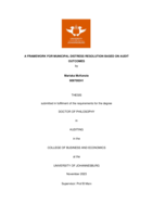A framework for Municipal distress resolution based on audit outcomes