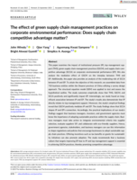The effect of green supply chain management practices on corporate environmental performance: Does supply chain competitive advantage matter?
