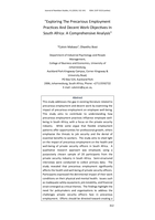 "Exploring the precarious employment practices and decent work objectives In South Africa: A comprehensive analysis"