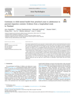 Continuity in child mental health from preschool years to adolescence in parental migration contexts: Evidence from a longitudinal study in Thailand