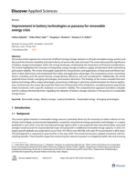Improvement in battery technologies as panacea for renewable energy crisis