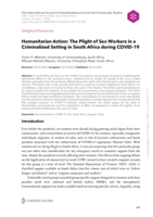 Humanitarian action: The plight of sex workers in a criminalized setting in South Africa during COVID-19