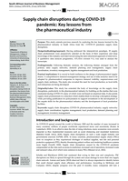 Supply chain disruptions during COVID-19 pandemic: Key lessons from the pharmaceutical industry