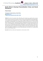 South Africa’s housing financialisation crises and social resistance