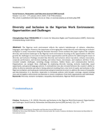 Diversity and inclusion in the Nigerian work environment: Opportunities and challenges