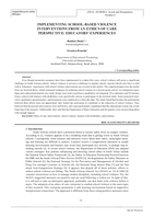  Implementing school-based violence interventions from an ethics of care perspective: Educators’ experiences