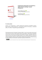 Exploring the integration of ChatGPT in inquiry-based learning: Teacher perspectives