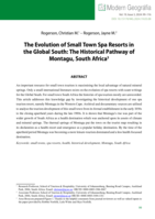 The evolution of small town spa resorts in the global south: The historical pathway of Montagu, South Africa