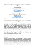 African agency in medical innovation and practices: From antiquity to the present