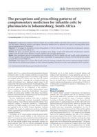 The perceptions and prescribing patterns of complementary medicines for infantile colic by pharmacists in Johannesburg, South Africa
