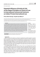 Potential Influence of Article 6(1)(b) of the Hague Principles on Choice of Law in International Commercial Contracts on Indian Private International Law