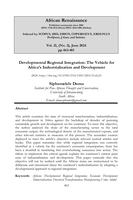 Developmental regional integration: The vehicle for Africa's industrialisation and development 
