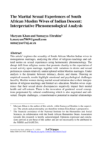  The marital sexual experiences of South  African Muslim wives of Indian descent:  Interpretative phenomenological analysis