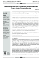 Travel mode choices of residents in developing cities: A case study of Lusaka, Zambia