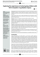 Exploring the experiences of school-going children with HIV in Eswatini: A qualitative inquiry