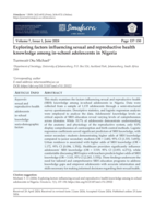 Exploring factors influencing sexual and reproductive health knowledge among in-school adolescents in Nigeria