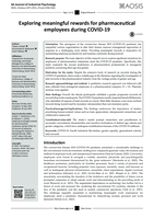 Exploring meaningful rewards for pharmaceutical employees during COVID-19