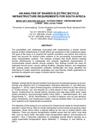 An analysis of shared electric bicycle infrastructure requirements for South Africa 