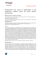 Investigating the causes of absenteeism at the workplace: Evidence from the South African organisation 
