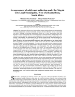 An assessment of solid waste collection model for Mogale City Local Municipality, West of Johannesburg, South Africa