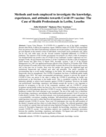 Methods and tools employed to investigate the knowledge, experiences, and attitudes towards Covid-19 vaccine: The Case of Health Professionals in Leribe, Lesotho