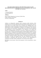  Towards strengthening the implementation of audit recommendations in Zimbabwe’s local authorities: The case of Mutare City council
