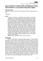 Impact of nutrition on mental health and wellbeing of primary school children in a rural suburb of Enugu State, Nigeria