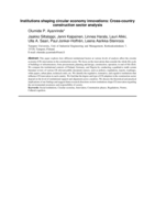Institutions shaping circular economy innovations: Cross-country construction sector analysis