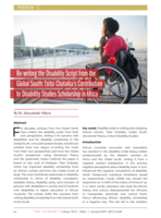 Re-writing the disability script from the Global South: Tsitsi Chataika’s contribution to disability studies scholarship in Africa