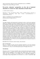 Pre-service educators' perspectives on the role of physical education as a means for values education in South Africa