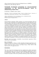 Sustainable development programmes by non-governmental organisations in the Sport-for-Development Sector in Johannesburg, South Africa