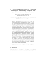 IT project management complexity framework: Managing and understanding complexity in IT projects in a remote working environment