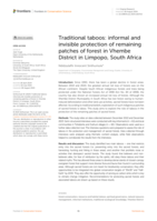 Traditional taboos: informal and invisible protection of remaining patches of forest in Vhembe District in Limpopo, South Africa