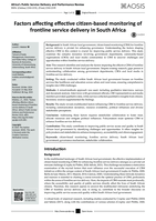 Factors affecting effective citizen-based monitoring of frontline service delivery in South Africa