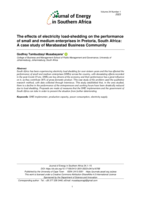 The effects of electricity load-shedding on the performance of small and medium enterprises in Pretoria, South Africa: A case study of Marabastad Business Community