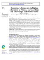 Recent developments in higher education in Africa: partnerships for knowledge transformations