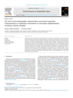 The role of socio-demographic characteristics and school-community communication in community involvement in curriculum implementation of primary schools, Ethiopia