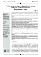 Performance management practices in remote and hybrid work environments: An exploratory study