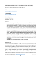 Postgraduate student experience at an emerging market higher education institution