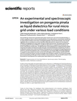 An experimental and spectroscopic investigation on pongamia pinata as liquid dielectrics for rural micro grid under various load conditions
