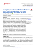 Investigating perceptions and practices of plagiarism among Nigerian undergraduates in the fourth industrial revolution era: The role of ChatGPT
