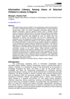   Information literacy among users of selected children's library in Nigeria