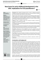 New home for early childhood development in the DBE: implications for ECD practitioners?